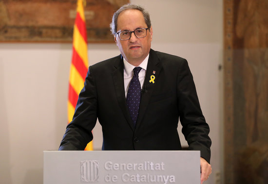 Catalan president Quim Torra makes an institutional declaration on October 27 2018 (by Jordi Bedmar)
